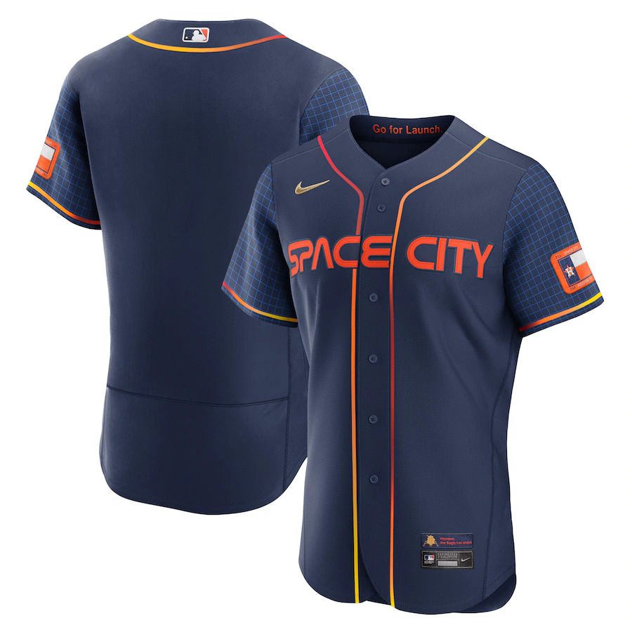 Custom Men Houston Astros Blank Nike Navy 2022 City Connect Authentic MLB Jersey->customized mlb jersey->Custom Jersey